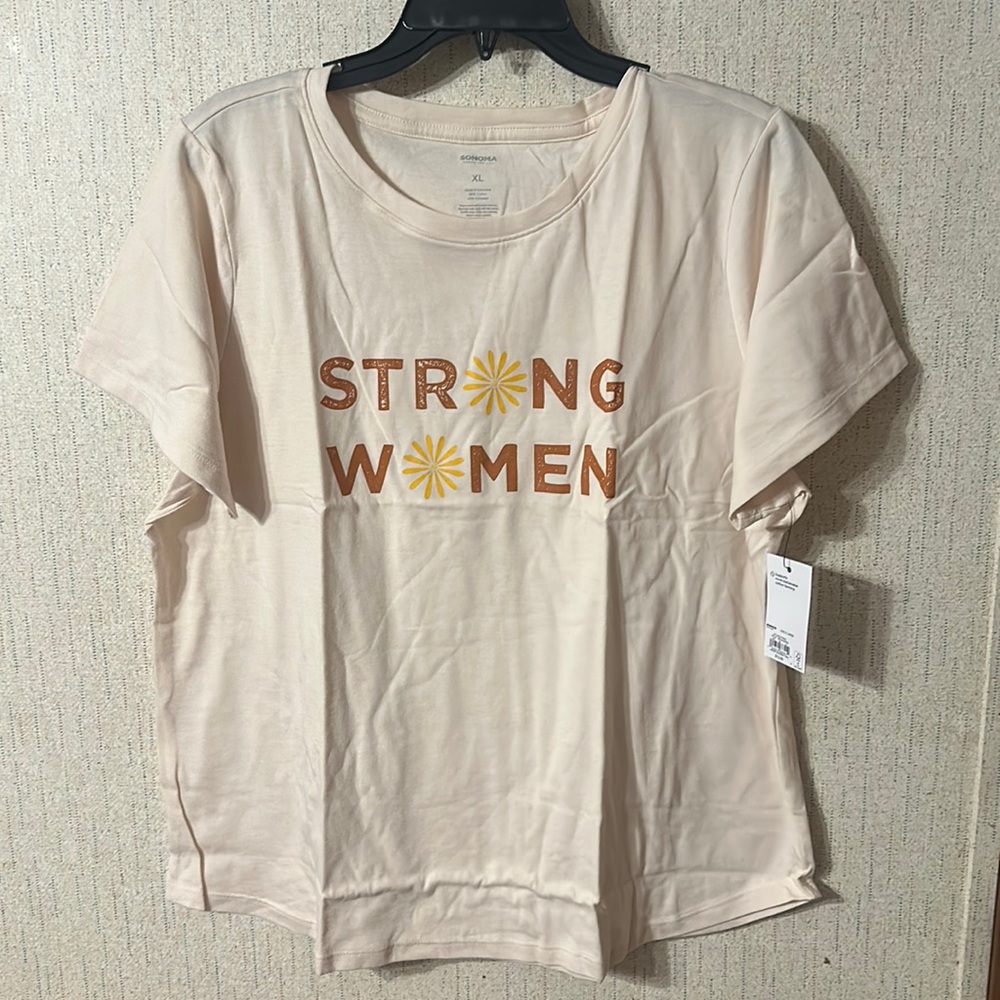 SONOMA WOMEN'S STRONG WOMEN GRAPHIC TEE: CREAM: NWT: SZ XL